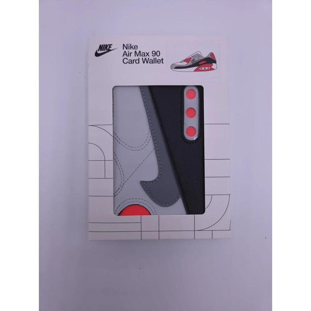 Nike Air Max 90 Card Wallet Grey‎ White Infared Leather Icon Swoosh